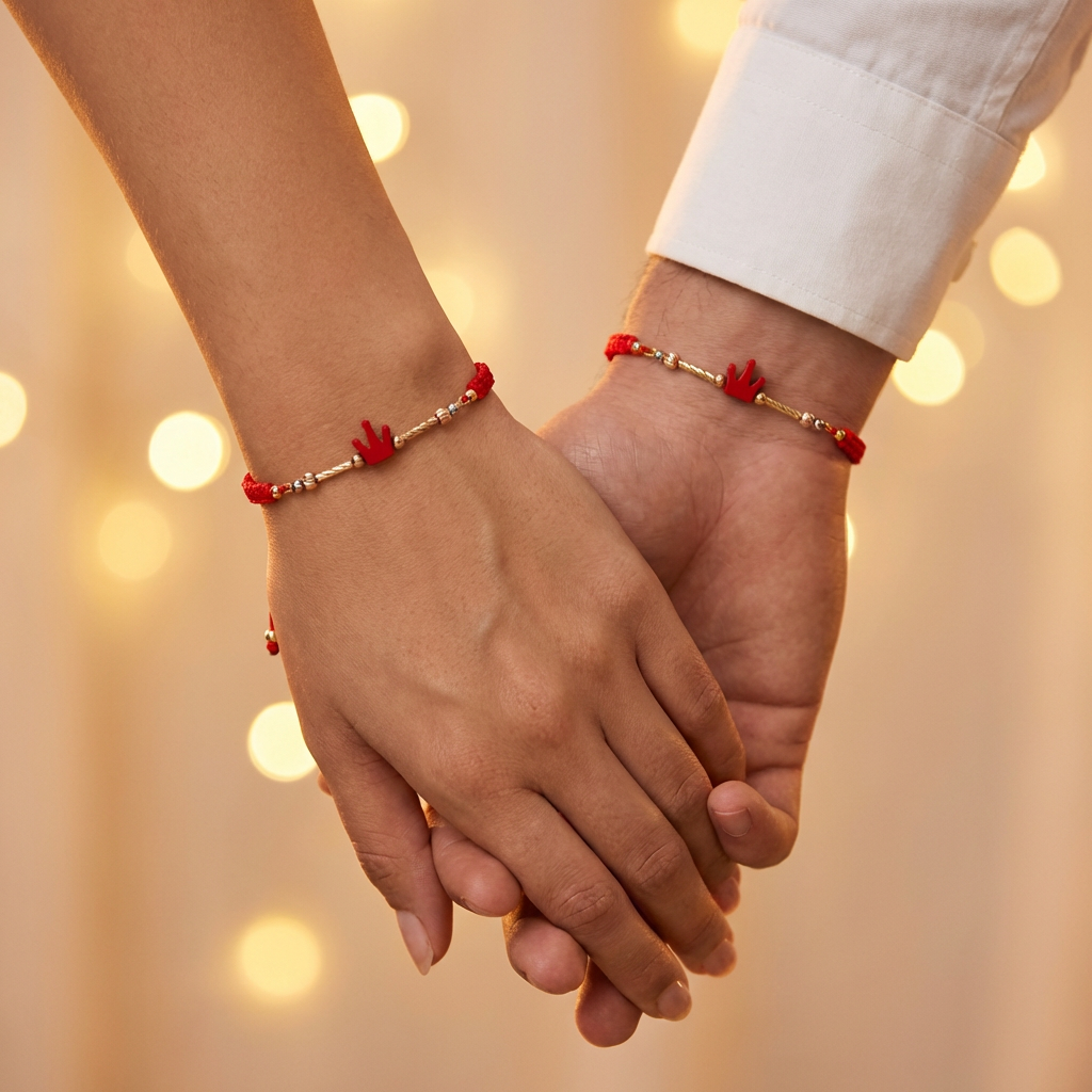 Pulseras de Pareja Corona Roja