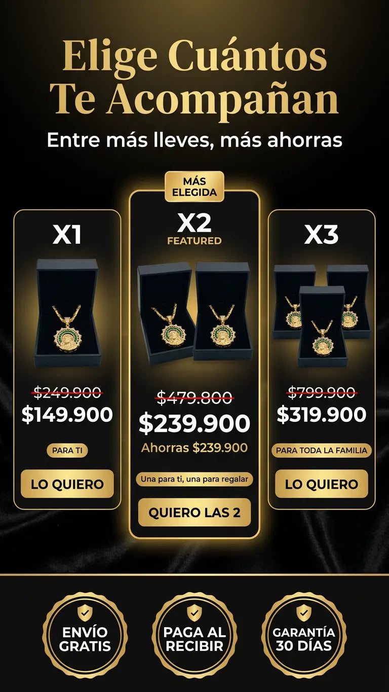 Ofertas X1 $149.900, X2 $239.900 y X3 $319.900 de la Cadena Sagrado Rostro