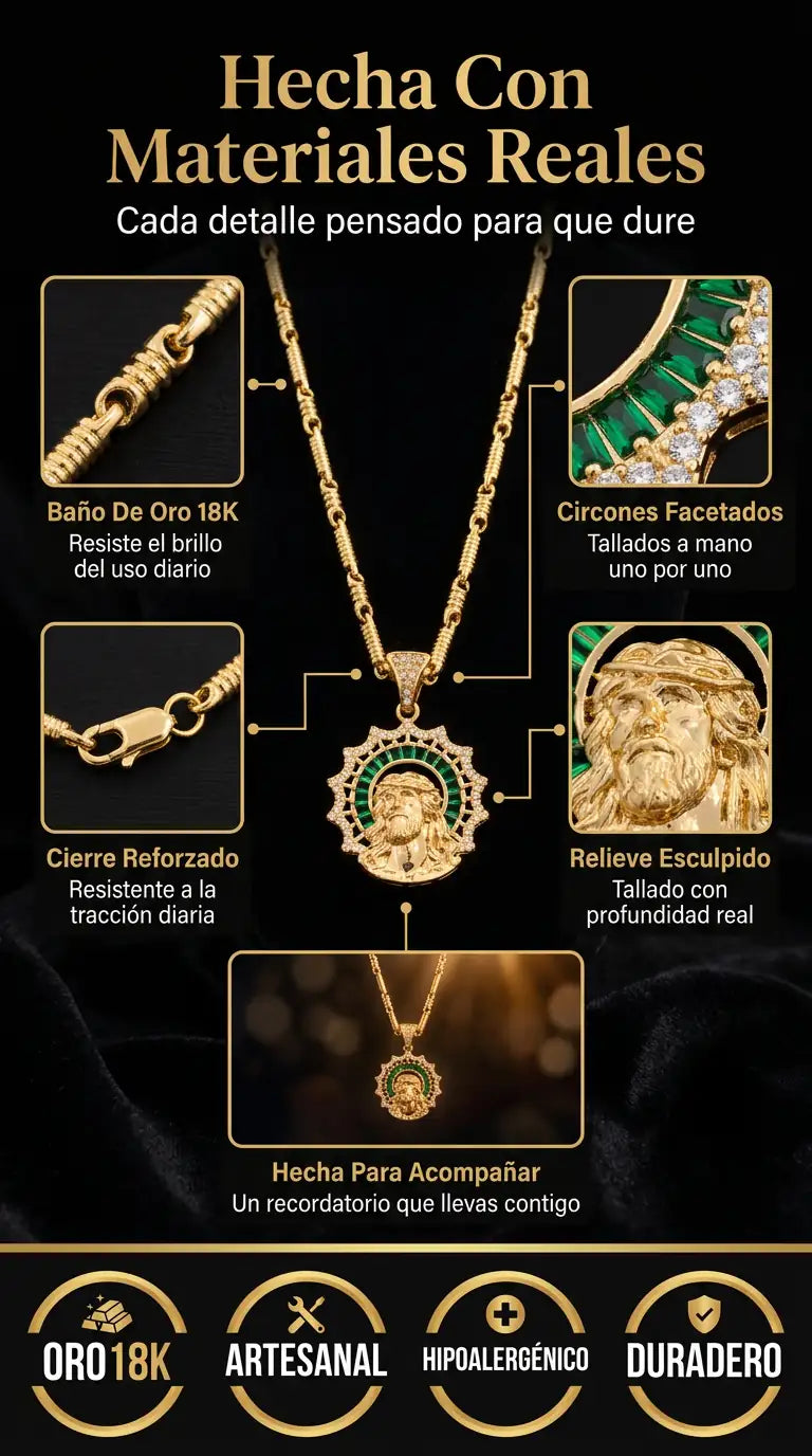 Materiales reales - baño de oro 18K, cierre reforzado, circones