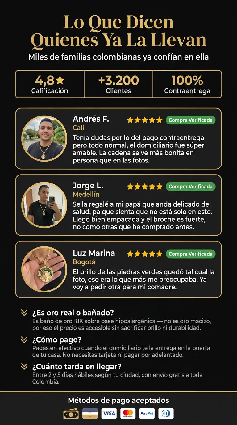 Opiniones de clientes que ya llevan la Cadena Sagrado Rostro